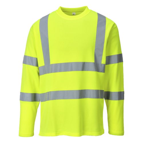 Portwest S278 Hi-Vis hosszú ujjú jól láthatósági munkavédelmi póló - Sárga