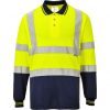 Portwest S279 Hi-Vis kéttónusú vasúti jól láthatósági munkavédelmi hosszú ujjú pólóing - Narancs/Navy