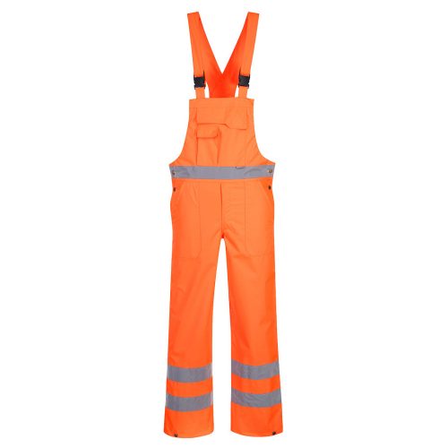 Portwest S388 Hi-Vis vízálló jól láthatósági munkavédelmi kantáros nadrág - Narancs