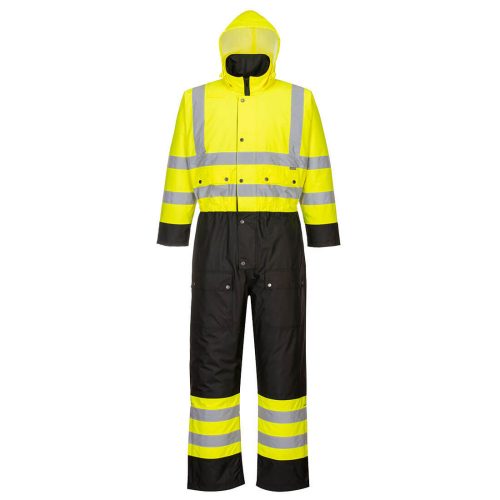 Portwest S485 Hi-Vis bélelt vízálló jól láthatósági munkavédelmi overál - Sárga/Fekete