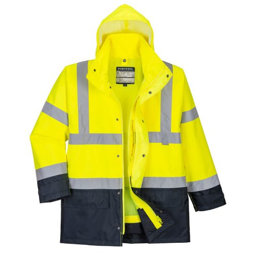 Portwest S768 Hi-Vis Executive 5in1 vízálló jól láthatósági munkavédelmi kabát - Sárga/Navy