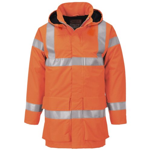 Portwest S774 Bizflame Rain Hi-Vis Multi Lite antisztatikus vízálló jól láthatósági munkavédelmi kabát - Narancs