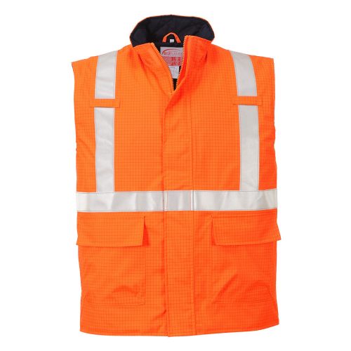 Portwest S776 Bizflame Rain Hi-Vis lángálló antisztatikus jól láthatósági munkavédelmi mellény - Narancs