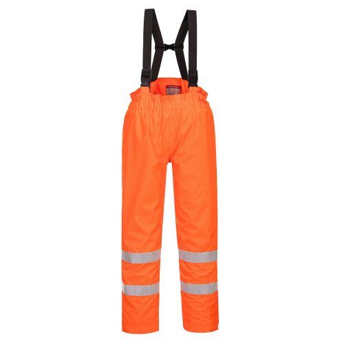 Portwest S781 Bizflame Rain Hi-Vis bélelt antisztatikus jól láthatósági munkavédelmi kantáros nadrág - Narancs