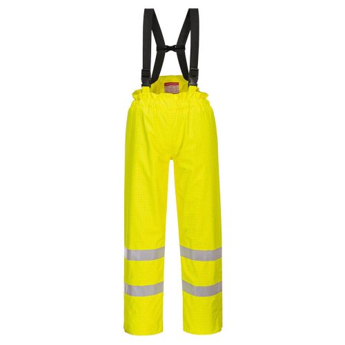 Portwest S781 Bizflame Rain Hi-Vis bélelt antisztatikus jól láthatósági munkavédelmi kantáros nadrág - Sárga