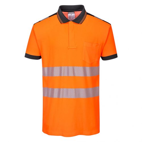 Portwest T180 Hi-Vis vasúti jól láthatósági munkavédelmi pólóing - Narancs/Fekete