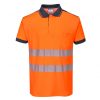 Portwest T180 Hi-Vis vasúti jól láthatósági munkavédelmi pólóing - Narancs/Fekete