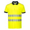 Portwest T180 Hi-Vis vasúti jól láthatósági munkavédelmi pólóing - Narancs/Fekete