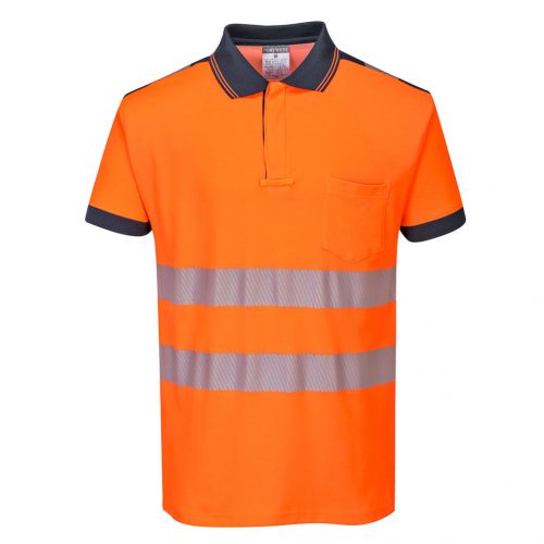 Portwest T180 Hi-Vis vasúti jól láthatósági munkavédelmi pólóing - Narancs/Navy