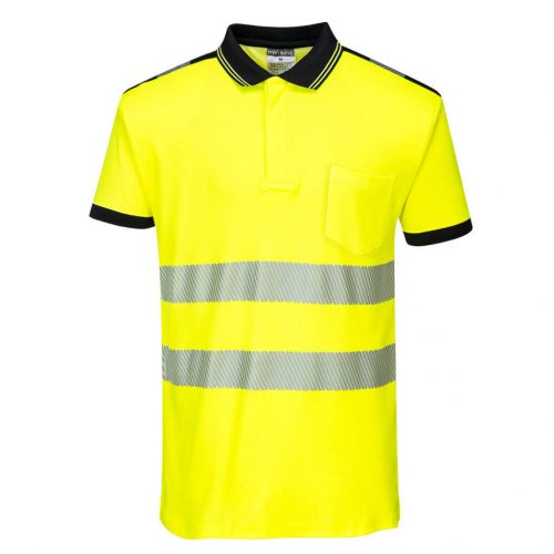 Portwest T180 Hi-Vis vasúti jól láthatósági munkavédelmi pólóing - Sárga/Fekete