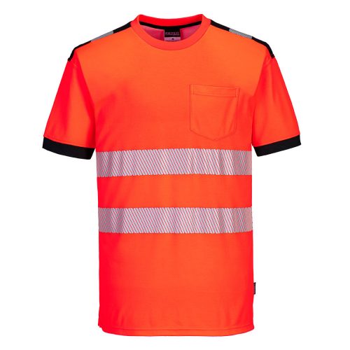 Portwest T181 Hi-Vis jól láthatósági póló - Piros/Fekete