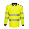 Portwest T184 Hi-Vis vasúti jól láthatósági munkavédelmi hosszú ujjú pólóing - Narancs/Fekete