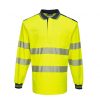 Portwest T184 Hi-Vis vasúti jól láthatósági munkavédelmi hosszú ujjú pólóing - Narancs/Fekete