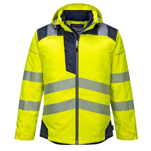 Portwest T400 Hi-Vis vízálló jól láthatósági munkavédelmi télikabát - Sárga/Navy