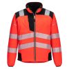 Portwest T402 Hi-Vis vízálló jól láthatósági munkavédelmi softshell kabát - Narancs/ Fekete