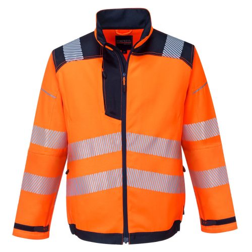 Portwest T500 Hi-Vis Texpel bevonatú jól láthatósági munkavédelmi kabát - Narancs/Navy 