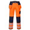 Portwest T501 Hi-Vis Holster Texpel bevonatú jól láthatósági lengőzsebes munkásnadrág - Narancs/Fekete