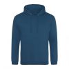 Just Hoods AWJH001 College pamut kapucnis pulóver - Deep Sea Blue  