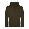 Just Hoods AWJH001 College pamut kapucnis pulóver - Olive Green  