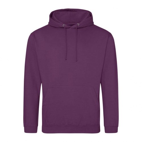 Just Hoods AWJH001 College pamut kapucnis pulóver - Plum  