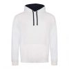 Just Hoods AWJH003 Varsity pamut kapucnis pulóver - Arctic White/French Navy