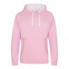 Just Hoods AWJH003 Varsity pamut kapucnis pulóver - Baby Pink/Arctic White