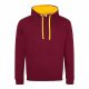 Just Hoods AWJH003 Varsity pamut kapucnis pulóver - Burgundy/Gold