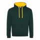 Just Hoods AWJH003 Varsity pamut kapucnis pulóver - Forest Green/Gold