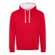 Just Hoods AWJH003 Varsity pamut kapucnis pulóver - Fire Red/Arctic White