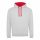 Just Hoods AWJH003 Varsity pamut kapucnis pulóver - Heather Grey/Fire Red