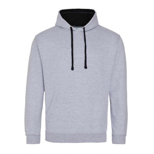 Just Hoods AWJH003 Varsity pamut kapucnis pulóver - Heather Grey/Jet Black