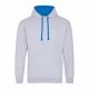 Just Hoods AWJH003 Varsity pamut kapucnis pulóver - Heather Grey/Sapphire Blue