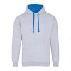 Just Hoods AWJH003 Varsity pamut kapucnis pulóver - Heather Grey/Sapphire Blue