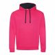 Just Hoods AWJH003 Varsity pamut kapucnis pulóver - Hot Pink/French Navy