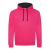 Just Hoods AWJH003 Varsity pamut kapucnis pulóver - Hot Pink/French Navy