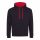 Just Hoods AWJH003 Varsity pamut kapucnis pulóver - Jet Black/Fire Red