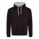 Just Hoods AWJH003 Varsity pamut kapucnis pulóver - Jet Black/Heather Grey