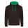 Just Hoods AWJH003 Varsity pamut kapucnis pulóver - Jet Black/Kelly Green