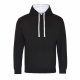 Just Hoods AWJH003 Varsity pamut kapucnis pulóver - Jet Black/Arctic White