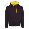 Just Hoods AWJH003 Varsity pamut kapucnis pulóver - Jet Black/Gold