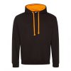 Just Hoods AWJH003 Varsity pamut kapucnis pulóver - Jet Black/Orange Crush