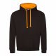 Just Hoods AWJH003 Varsity pamut kapucnis pulóver - Jet Black/Orange Crush