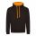 Just Hoods AWJH003 Varsity pamut kapucnis pulóver - Jet Black/Orange Crush