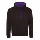 Just Hoods AWJH003 Varsity pamut kapucnis pulóver - Jet Black/Purple