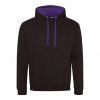 Just Hoods AWJH003 Varsity pamut kapucnis pulóver - Jet Black/Purple