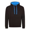 Just Hoods AWJH003 Varsity pamut kapucnis pulóver - Jet Black/Sapphire Blue