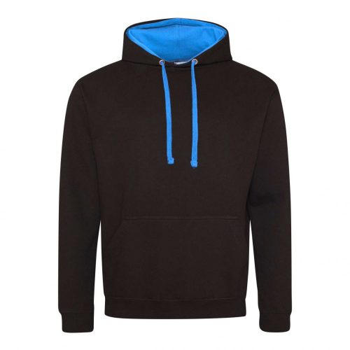 Just Hoods AWJH003 Varsity pamut kapucnis pulóver - Jet Black/Sapphire Blue