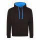 Just Hoods AWJH003 Varsity pamut kapucnis pulóver - Jet Black/Sapphire Blue