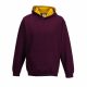 Just Hoods AWJH003J Varsity gyerek pamut kapucnis pulóver - Burgundy/Gold