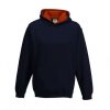 Just Hoods AWJH003J Varsity gyerek pamut kapucnis pulóver - New French Navy/Fire Red